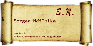 Sorger Mónika névjegykártya